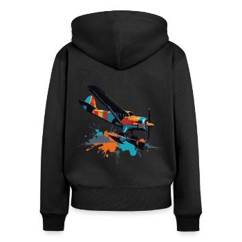Modellflugzeug Pilot Flugzeug Hobby Flieger - Frauen Premium Bio Zip Hoodie - Schwarz - Hinten - Julia (174cm)