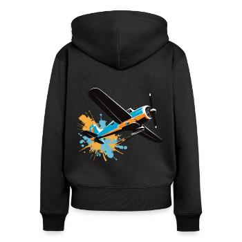 Modellflugzeug Pilot Flugzeug Hobby Design - Frauen Premium Bio Zip Hoodie - Schwarz - Hinten - Julia (174cm)