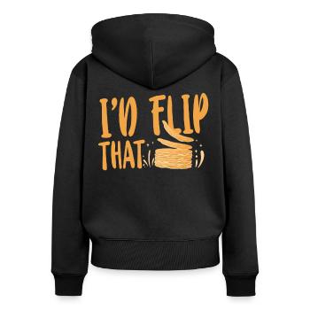 Pancake Lover Kids Pun I'd Flip - Women's Premium Organic Zip Hoodie - black - Back - Julia (174cm)