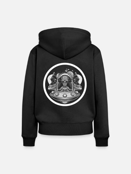 Alien - Frauen Premium Bio Zip Hoodie - Schwarz