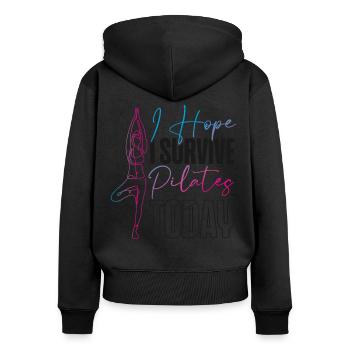Instructeur de Pilates Professeur J’espère - Sweat à capuche zippé Premium bio Femme - noir - Dos - Julia (174cm)