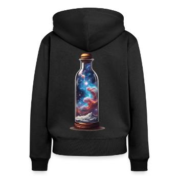 Universum in Flasche Boho Style Ästhetik - Frauen Premium Bio Zip Hoodie - Schwarz - Hinten - Julia (174cm)