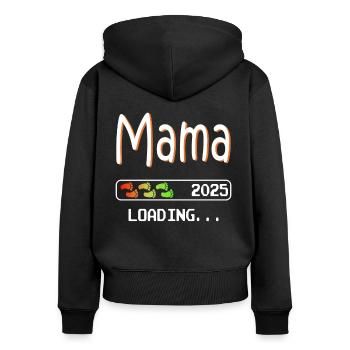 Maman 2025 chargement femme enceinte grossesse - Sweat à capuche zippé Premium bio Femme - noir - Dos - Julia (174cm)