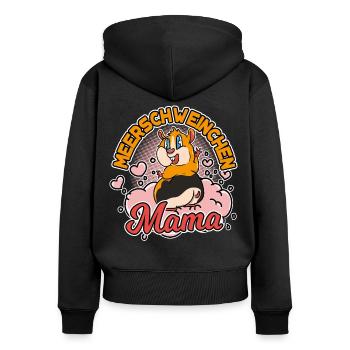 Cochon d’Inde Maman Maman Fille Fête des Mères - Sweat à capuche zippé Premium bio Femme - noir - Dos - Julia (174cm)