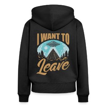 Aliens Pyramids Abandoned Alien - Women's Premium Organic Zip Hoodie - black - Back - Julia (174cm)