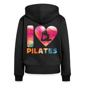 Pilates Instructor Teacher Heart - Frauen Premium Bio Zip Hoodie - Schwarz - Hinten - Julia (174cm)