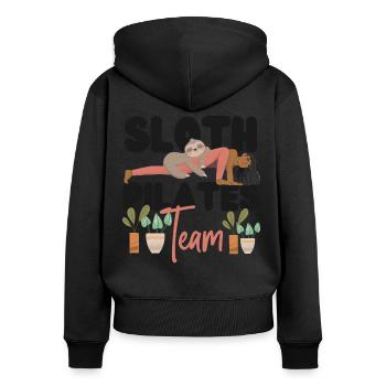 Instructeur de Pilates Professeur de paresseux - Sweat à capuche zippé Premium bio Femme - noir - Dos - Julia (174cm)