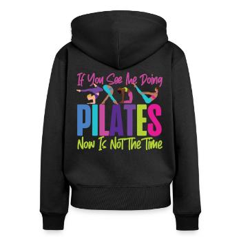 Instructeur de Pilates Professeur Si Vous - Sweat à capuche zippé Premium bio Femme - noir - Dos - Julia (174cm)