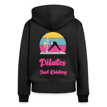 Instructeur de Pilates Professeur Retro A - Sweat à capuche zippé Premium bio Femme - noir - Dos - Julia (174cm)