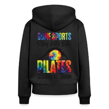 Pilates Instructor Teacher Tie Dye - Frauen Premium Bio Zip Hoodie - Schwarz - Hinten - Julia (174cm)