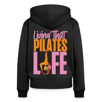 Pilates Instructor Teacher Living - Women's Premium Organic Zip Hoodie - black - Back - Julia (174cm)
