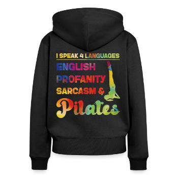 Instructeur de Pilates Enseignant - Sweat à capuche zippé Premium bio Femme - noir - Dos - Julia (174cm)