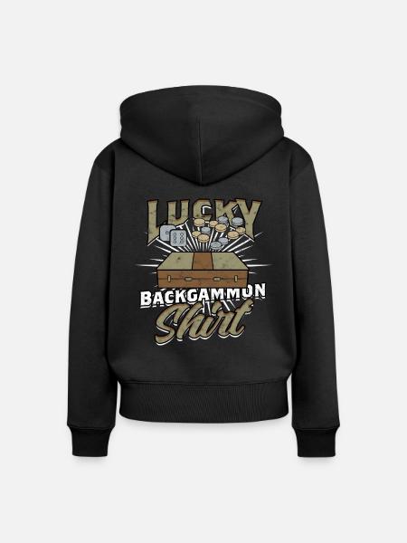 Lucky Backgammon - Frauen Premium Bio Zip Hoodie - Schwarz