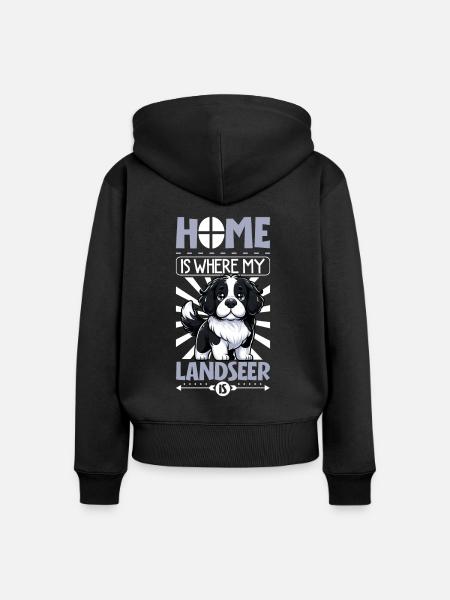 Zuhause - Landseer - Frauen Premium Bio Zip Hoodie - Schwarz