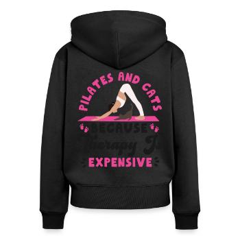 Instructeur de Pilates Enseignant Chat - Sweat à capuche zippé Premium bio Femme - noir - Dos - Julia (174cm)