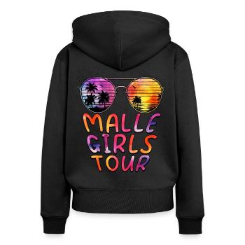 Visite des filles de Malle - Sweat à capuche zippé Premium bio Femme - noir - Dos - Julia (174cm)