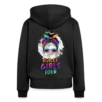 Visite des filles de Malle - Sweat à capuche zippé Premium bio Femme - noir - Dos - Julia (174cm)
