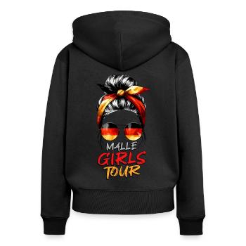 Visite des filles de Malle - Sweat à capuche zippé Premium bio Femme - noir - Dos - Julia (174cm)