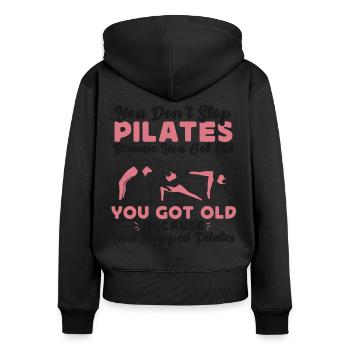 Pilates Instructor Teacher Retired - Women's Premium Organic Zip Hoodie - black - Back - Julia (174cm)