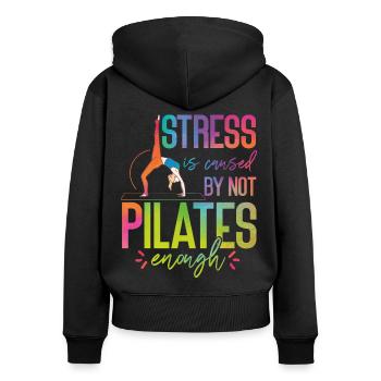 Instructeur de Pilates Enseignant - Sweat à capuche zippé Premium bio Femme - noir - Dos - Julia (174cm)