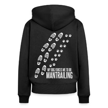 Mantrailing Mantrailer Hunde - Frauen Premium Bio Zip Hoodie - Schwarz - Hinten - Julia (174cm)