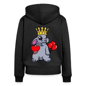 Bunny, King, Heart, Fantasy, Rabbit, Feelings, Emotion - Women's Premium Organic Zip Hoodie - black - Back - Julia (174cm)