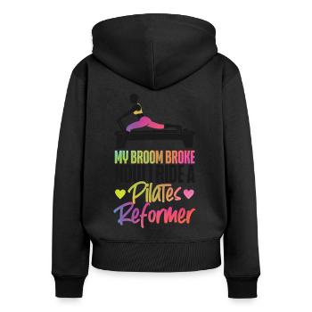 Instructeur de Pilates Enseignant - Sweat à capuche zippé Premium bio Femme - noir - Dos - Julia (174cm)