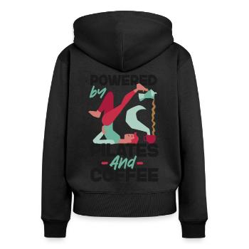 Pilates Instructor Teacher Coffee - Women's Premium Organic Zip Hoodie - black - Back - Julia (174cm)