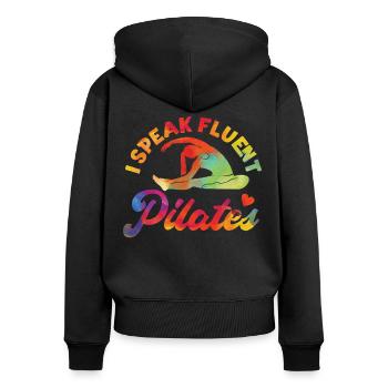 Instructeur de Pilates Enseignant - Sweat à capuche zippé Premium bio Femme - noir - Dos - Julia (174cm)