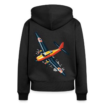 Modellflugzeug Pilot Flugzeug Hobby Flieger Design - Frauen Premium Bio Zip Hoodie - Schwarz - Hinten - Julia (174cm)