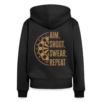 Darts, Aiming, Throwing, Cursing - Women's Premium Organic Zip Hoodie - black - Back - Julia (174cm)