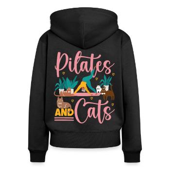 Instructeur de Pilates Enseignant Chat - Sweat à capuche zippé Premium bio Femme - noir - Dos - Julia (174cm)