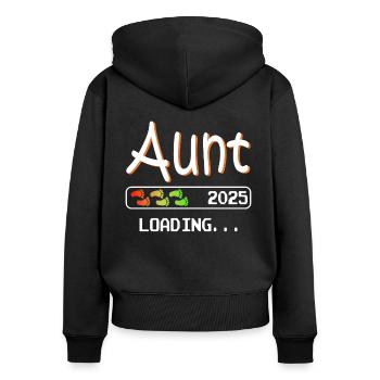 Werdende Tante 2025 loading ich werde Tante - Frauen Premium Bio Zip Hoodie - Schwarz - Hinten - Julia (174cm)