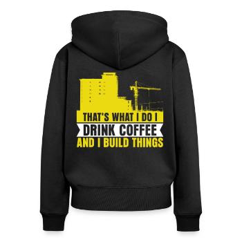 Construction Worker Crane - Frauen Premium Bio Zip Hoodie - Schwarz - Hinten - Julia (174cm)