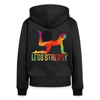 Pilates Instructeur Professeur Jeu de mots - Sweat à capuche zippé Premium bio Femme - noir - Dos - Julia (174cm)