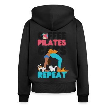 Instructeur de Pilates Professeur Café - Sweat à capuche zippé Premium bio Femme - noir - Dos - Julia (174cm)