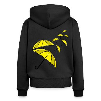Yellow Umbrellas Umbrella - Frauen Premium Bio Zip Hoodie - Schwarz - Hinten - Julia (174cm)