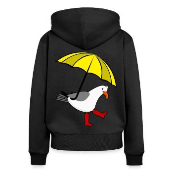 Seagull yellow Umbrella red Rain boots - Frauen Premium Bio Zip Hoodie - Schwarz - Hinten - Julia (174cm)