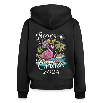 Besties Cruise 2024 - Frauen Premium Bio Zip Hoodie - Schwarz - Hinten - Julia (174cm)