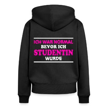 Studentin Spruch Universität Studentin Geschenk - Frauen Premium Bio Zip Hoodie - Schwarz - Hinten - Julia (174cm)