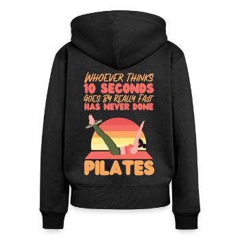 Pilates Instructor Teacher Retro - Women's Premium Organic Zip Hoodie - black - Back - Julia (174cm)