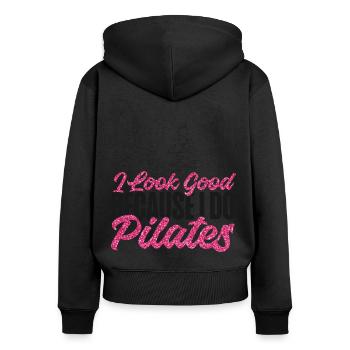 Pilates Instructor Teacher I Look - Frauen Premium Bio Zip Hoodie - Schwarz - Hinten - Julia (174cm)
