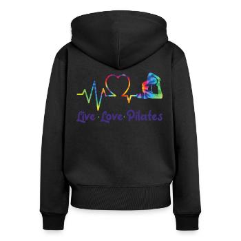 Instructeur de Pilates Enseignant - Sweat à capuche zippé Premium bio Femme - noir - Dos - Julia (174cm)