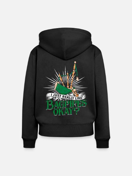Dudelsack Sackpfeife - Frauen Premium Bio Zip Hoodie - Schwarz