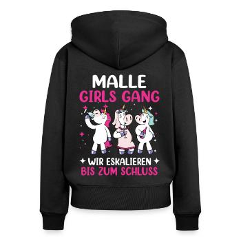 Malle Girls Gang Unicorn Mallorca Party Holiday - Women's Premium Organic Zip Hoodie - black - Back - Julia (174cm)