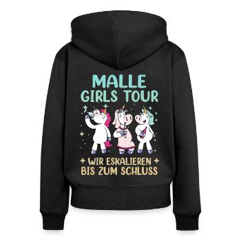 Visite des filles de Malle - Sweat à capuche zippé Premium bio Femme - noir - Dos - Julia (174cm)