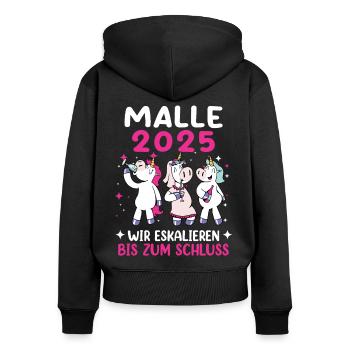 Malle 2025 - Sweat à capuche zippé Premium bio Femme - noir - Dos - Julia (174cm)