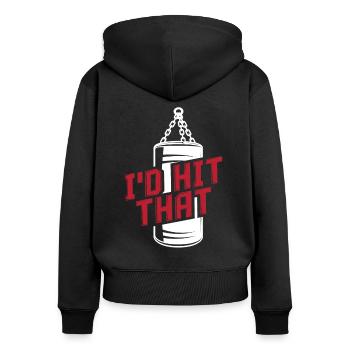 Sac de frappe de boxe Hobby Sports - Sweat à capuche zippé Premium bio Femme - noir - Dos - Julia (174cm)