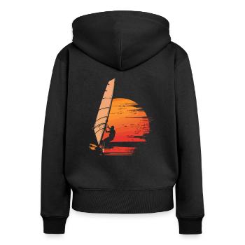 Windsurf vintage, Windsurfing - Women's Premium Organic Zip Hoodie - black - Back - Julia (174cm)