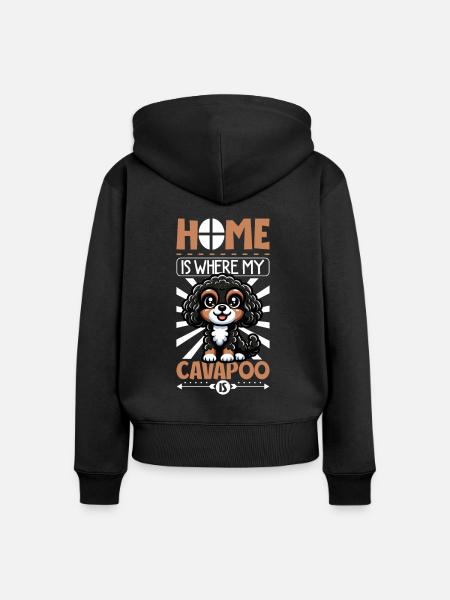 Zuhause - Cavapoo - Frauen Premium Bio Zip Hoodie - Schwarz